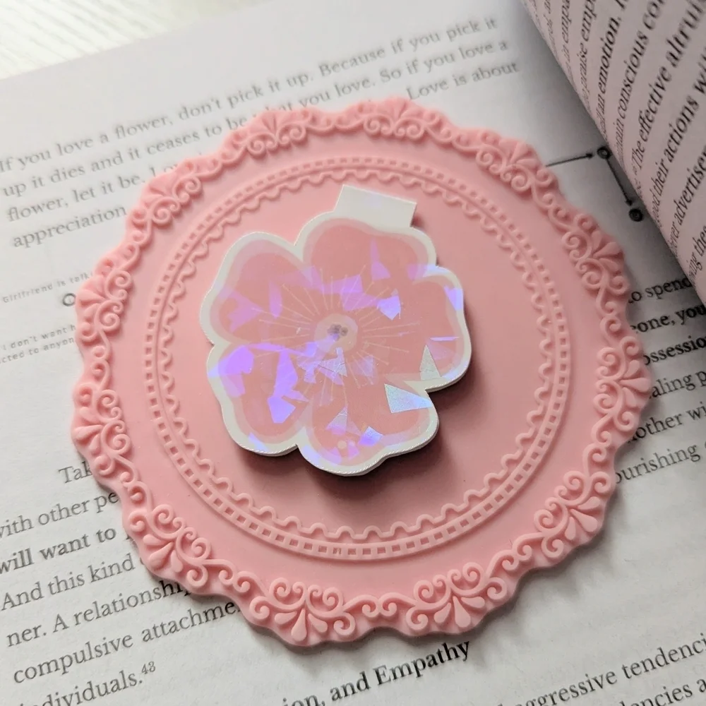 Magnetic Bookmark Holographic Flower Pink Reading Book Lover Bookish Books